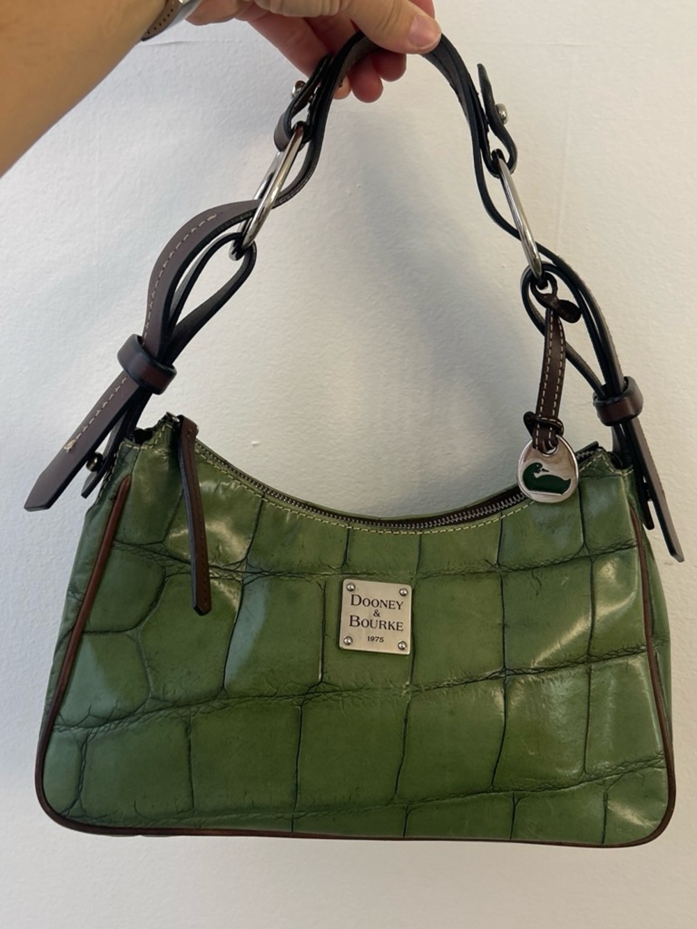 Dooney & Bourke Green Croc Shoulder Bag